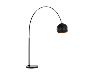 Sunpan Vern Floor Lamp – Stylish Arc Design with Unique Marble Base for Chic Living and Work Spaces Black