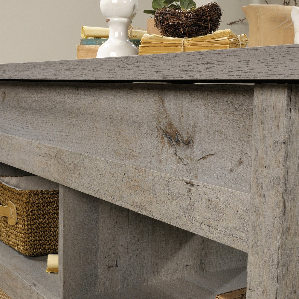 English Elm Lift-Top Coffee Table With Hidden Storage, Warm Brown Finish - Versatile Design For Work & Play B356P402711