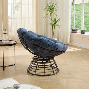 English Elm Comfortable Swivel Papasan Chair Pe Rattan Bowl Seat with Plush Corduroy Cushion W640P443554