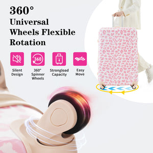 English Elm Hardshell Polycarbonate Luggage Set Three Piece Spinner Suitcases with Tsa Lock Pink Leopard N732P218227U