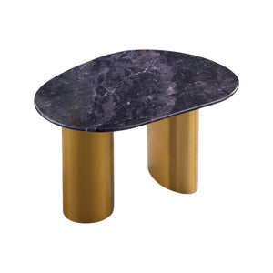 English Elm Contemporary 3-Piece Table Set: Stylish Coffee Table & End Tables With Sintered Stone Top & Gold Legs B2741S00643