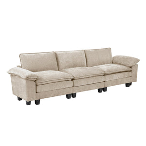 English Elm Modern Sofa Plush Chenille Comfort with High-Density Foam & Pocket Coils, Reversible Cushions, Durable Frame taupe 34.5 L x 29 W x 8.5 H B011S01806