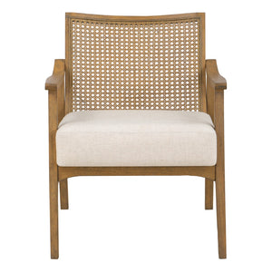 OSP Home Furnishings Alaina Cane Back Arm Chair Linen
