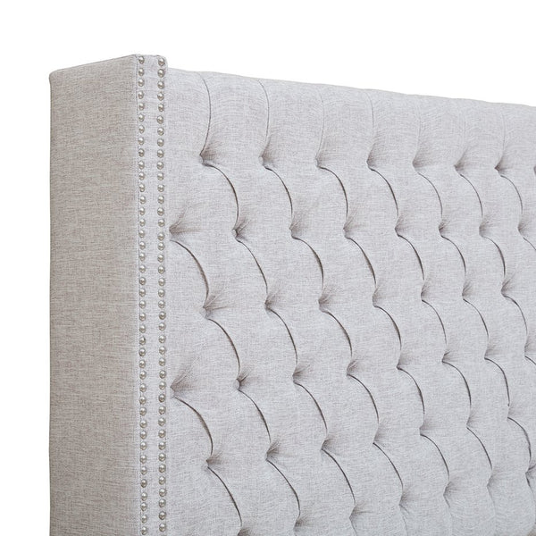 JLA Home Madison Park - Upholstered Wingback Headboard with Hand-Tufted Buttons, Double Nailhead Trim, Plush Support —64" MP116-0358