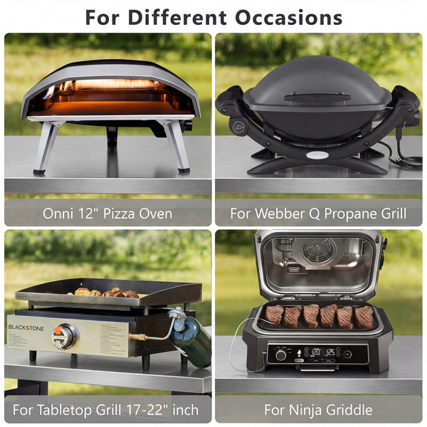 English Elm K&k Outdoor Rolling Grill Cart Stainless Steel Top Bbq Prep Station with Cover N707P379796B