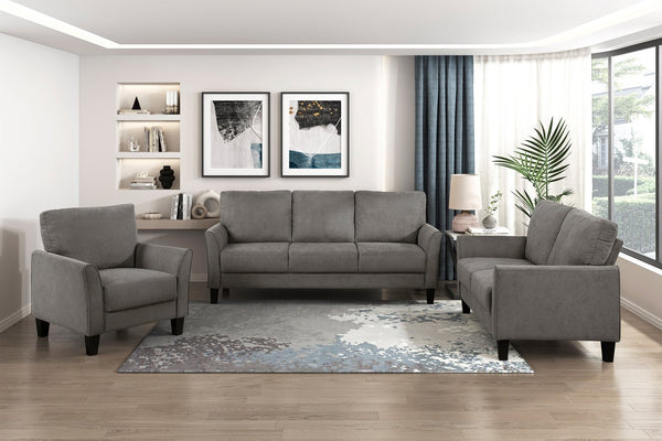 English Elm Modern 3-Piece Contemporary Sofa Set In Brown/Gray - Plush Comfort, Stylish Design, Durable Wood Legs B011S01959