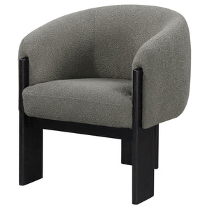 English Elm Maciel Boucle Barrel Accent Chair with Matte Black Legs for Modern Living Spaces B062P451836