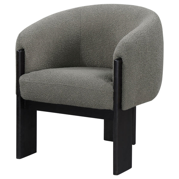 English Elm Maciel Boucle Barrel Accent Chair with Matte Black Legs for Modern Living Spaces B062P451836