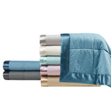 Madison Park Cambria Casual Oversized Down Alternative Blanket with Satin Trim MP51-7647 Slate Blue