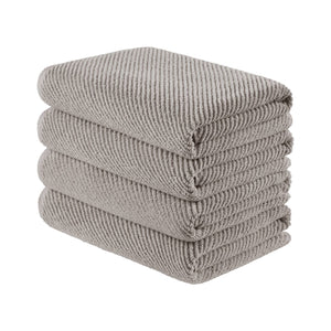 JLA Home Madison Park - 100% Cotton Diagonal Ribbed 4-Piece Bath Towels — Plush Zero-Twist 518GSM, Fast-Dry & Durable Luxury Grey MP73-8872