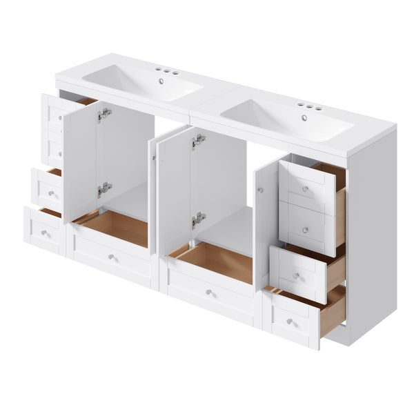English Elm 72-inch Shaker Double Bathroom Vanity with Resin Basin and Soft Close Storage N729P000030K