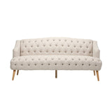 Christopher Knight Home® - Noble House - Adelia Contemporary Tufted Fabric 3 Seater Sofa, Beige and Natural