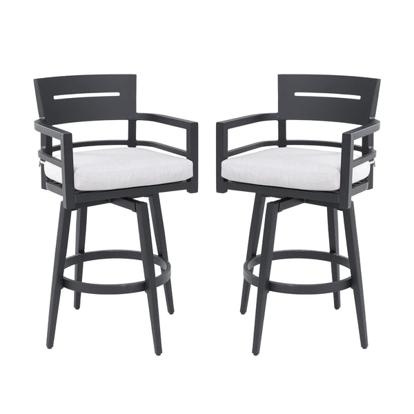 English Elm Modern Outdoor 2-Piece Swivel Bar Chairs - Ergonomic Design, Weather-Resistant Aluminum, 360° Comfort W1886P300273