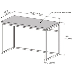 English Elm Home Office Writing Desk with Steel Frame and Scratch Resistant Two Tone Surface Walnut W3151P400582