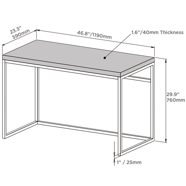 English Elm Home Office Writing Desk with Steel Frame and Scratch Resistant Two Tone Surface Walnut W3151P400582