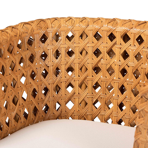 English Elm Bohemian Braided Rattan Accent Chair with Cushion for Casual Living Spaces B2750P467781