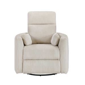 English Elm Beige Corduroy Reclining Swivel Glider Chair with 360° Rotation, Plush Cushioning & Smooth Motion B011P383305