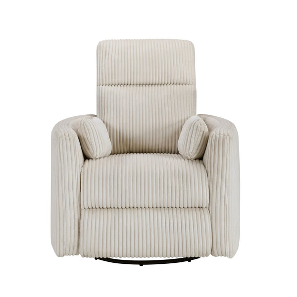 English Elm Beige Corduroy Reclining Swivel Glider Chair with 360° Rotation, Plush Cushioning & Smooth Motion B011P383305