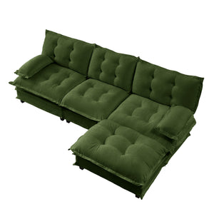 English Elm 107" Modular Cloud Sectional Chenille Deep Seat Couch with Lattice Cushions for Apartments Green W714S01729