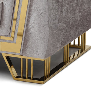 English Elm Rebecca Oversized Tufted Accent Chair Silver Fabric Gold Legs Hollywood Regency Glam B078P468201