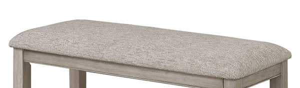 English Elm Farmhouse 40" Counter Height Bench Upholstered Tan Beige-Gray Seat, Wooden Footrest, 40x17x25" B011P240450