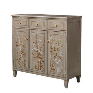 English Elm Jennifer Taylor Home - Dauphin Handpainted Entryway Storage Cabinet with Bamboo Motif, Grey Cashmere Wood, 46x20x46 B2719P238531