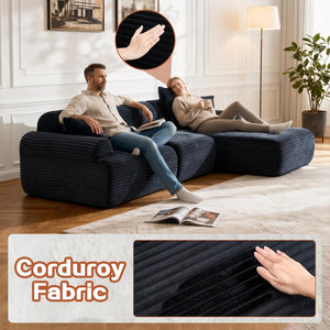 English Elm 105'' Modular Sectional with Woven Upholstery Washable Covers for Living Room W3565S00018