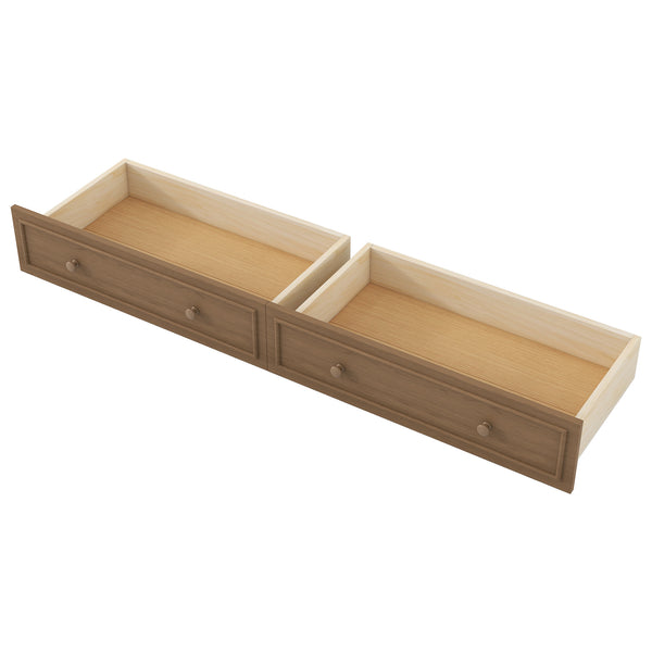 English Elm Full Pine Platform Daybed with Led Lighting Usb Charging Headboard Shelf and Drawers Wood N7090004032D