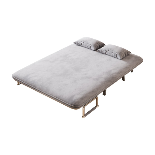 English Elm velvet 55″ Convertible Chair Bed with 18.1" Height, Tri-Fold Sleeper Sofa, Plush Light Gray Comfort W1767P145839