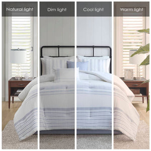 English Elm 6 Piece Cotton Jacquard Oversized Comforter Set - Luxurious Bedding With Decorative Pillows & Bedskirt B035P280376