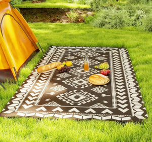 English Elm Outdoor Reversible Polypropylene Area Rug Bold Geometric Patchwork for Patio Camping T3971P421595