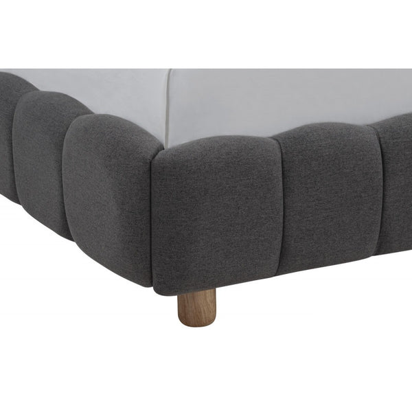 English Elm Modern Upholstered Bed Queen Platform Frame with Plush Grid Jute Fabric, Low-Profile Eco Chic Design Gray 85.5 L x 11 W x 8 H B011S01854