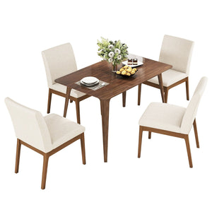 English Elm 5-piece Mid-century Rubberwood Dining Set with Upholstered Chairs for Small Spaces N759S004001K