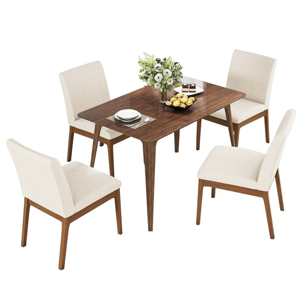 English Elm 5-piece Mid-century Rubberwood Dining Set with Upholstered Chairs for Small Spaces N759S004001K