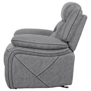 English Elm Endra Grey Upholstered Glider Recliner Chair with Pocket Coil Support, Soft Padding, Modern Neutral Elegance B062P328636