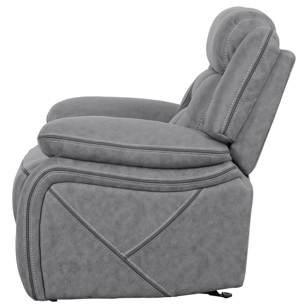 English Elm Endra Grey Upholstered Glider Recliner Chair with Pocket Coil Support, Soft Padding, Modern Neutral Elegance B062P328636