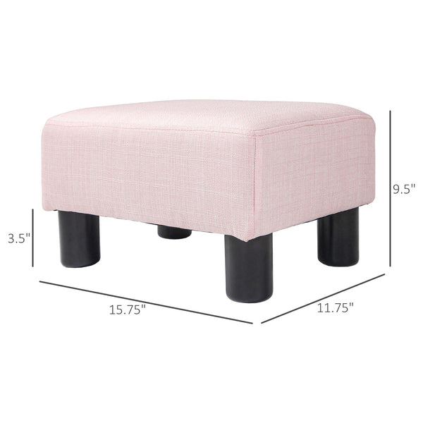 English Elm Homcom Compact Pink Ottoman Footrest, Stylish Linen Upholstered Cube Seat For Living Room Decor W2225P217638