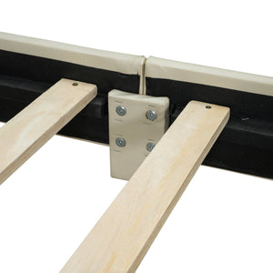 English Elm Queen Upholstered Platform Bed with Twin XL Daybed Set, PU Leather, Space-Saving Convertible Duo for Guests and Kids Beige SF100115AAA