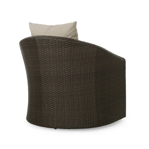 English Elm Outdoor Wicker Swivel Accent Chair with Aluminum Frame for Patio Resort Lounging N757P410822B