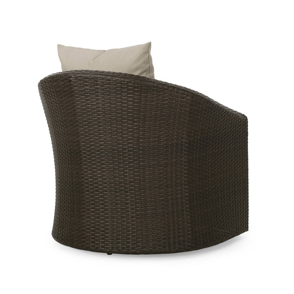 English Elm Outdoor Wicker Swivel Accent Chair with Aluminum Frame for Patio Resort Lounging N757P410822B