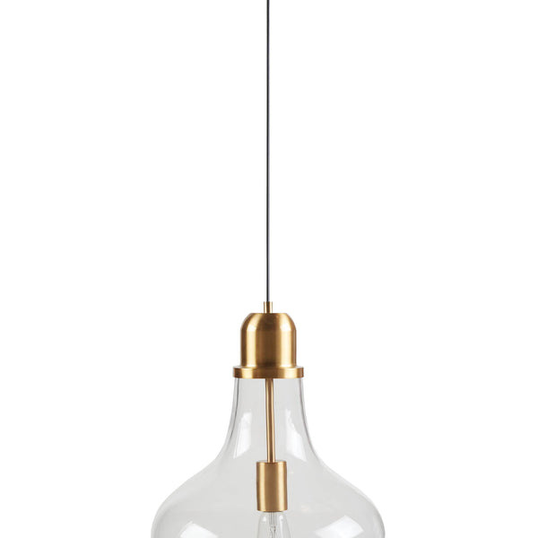 English Elm Bell Bell Shaped Glass Pendant Light Gold & Clear 13" Shade, 93" Drop, Iron Base, Modern Luxe B035P264532