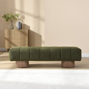 English Elm Christopher Knight Home® - Upholstered Multi-Purpose Dining Bench 64" No-Assembly Entryway Seat 300lb Capacity Modern PU Upholstery Green N779P253550G