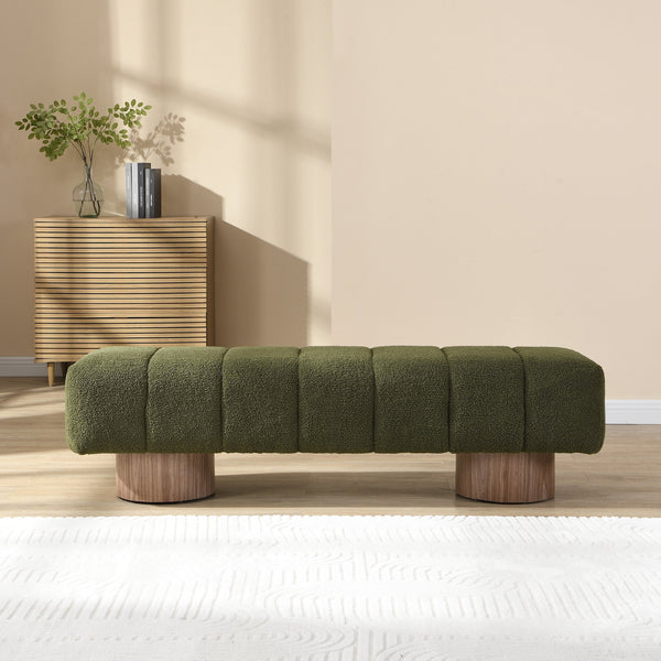 English Elm Christopher Knight Home® - Upholstered Multi-Purpose Dining Bench 64" No-Assembly Entryway Seat 300lb Capacity Modern PU Upholstery Green N779P253550G