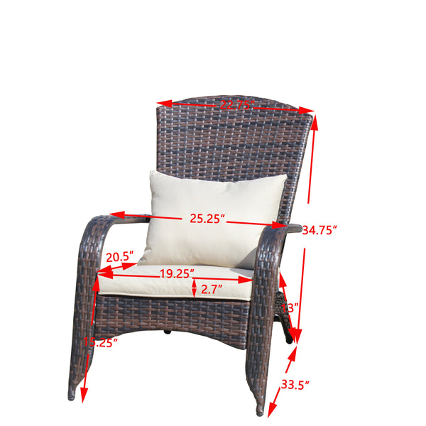 English Elm Patio Wicker Chairs Set with Removable Cushions, Water & UV Resistant Steel Frame, 2-Pack Comfort Brown W209P239195