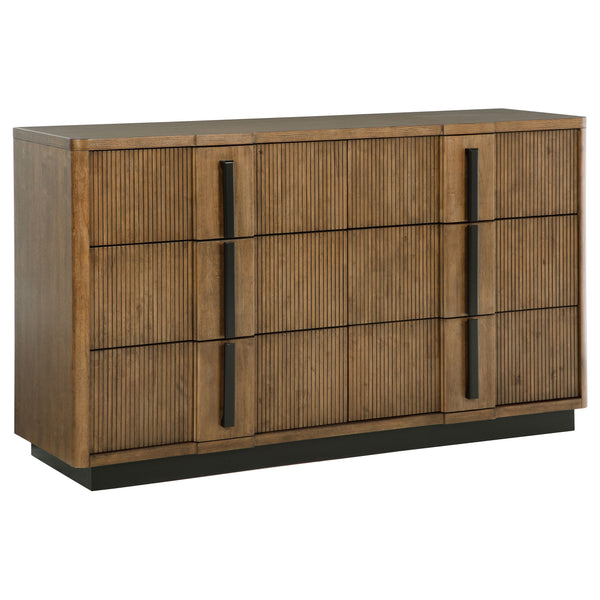 English Elm Moraga Fluted Ash Veneer Six Drawer Dresser with Warm Tonal Finish for Modern Bedrooms B062P451802