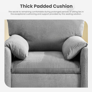 English Elm Modern Chenille Oversized Accent Chair with Thick Spring Cushion, Bread-Style Armrests, Grey, Cozy Reading Sofa (38") W1521P331584