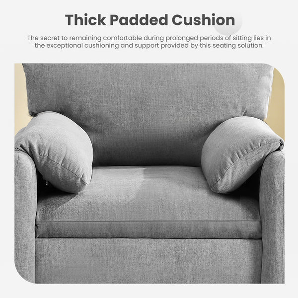 English Elm Modern Chenille Oversized Accent Chair with Thick Spring Cushion, Bread-Style Armrests, Grey, Cozy Reading Sofa (38") W1521P331584