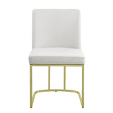 English Elm White and Gold Side Chair With Metal Base (Set Of 2)