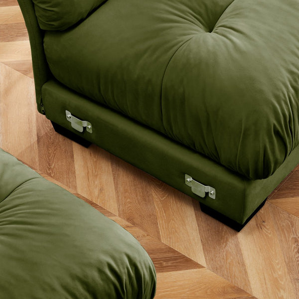 English Elm Milano Velvet Sectional Sofa Module with Bolster Arms and Cloud Cushions for Living W714P293263