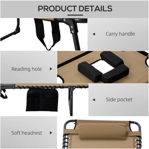 English Elm Outsunny 2 Piece Folding Chaise Lounge Set With 5-Level Recline, Headrest & Face Hole For Comfort W2225P174362-GIGA